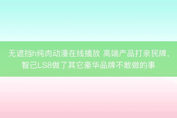 无遮挡h纯肉动漫在线播放 高端产品打亲民牌，智己LS8做了其它豪华品牌不敢做的事