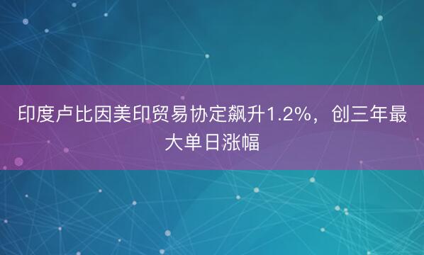 印度卢比因美印贸易协定飙升1.2%，创三年最大单日涨幅