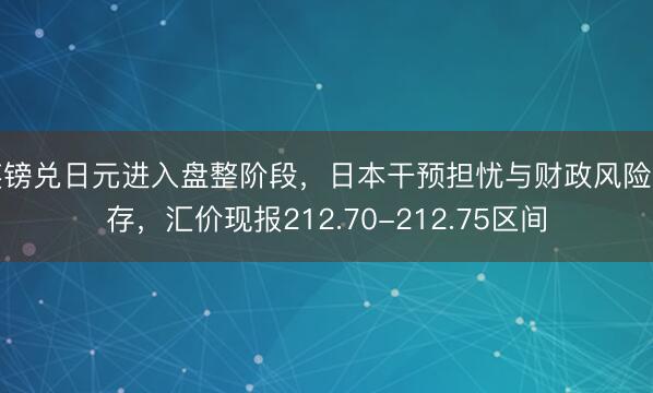 英镑兑日元进入盘整阶段，日本干预担忧与财政风险并存，汇价现报212.70-212.75区间