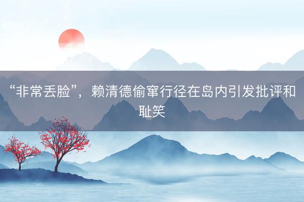“非常丢脸”，赖清德偷窜行径在岛内引发批评和耻笑