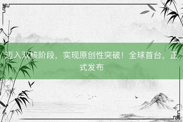 迈入双核阶段，实现原创性突破！全球首台，正式发布