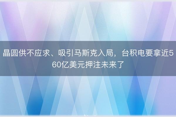 晶圆供不应求、吸引马斯克入局，台积电要拿近560亿美元押注未来了