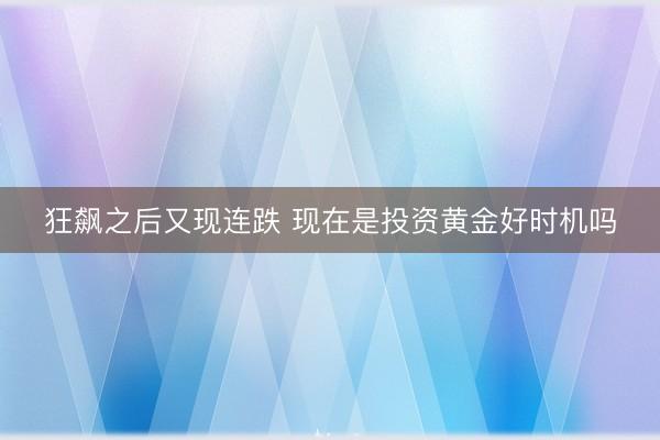 狂飙之后又现连跌 现在是投资黄金好时机吗