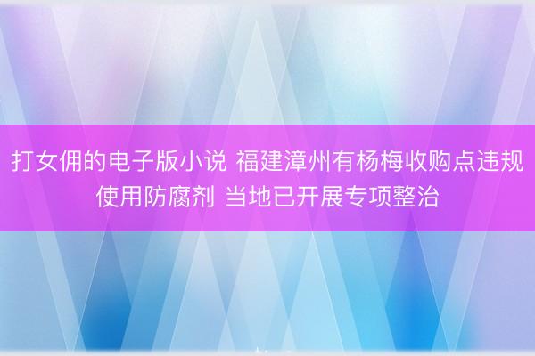 打女佣的电子版小说 福建漳州有杨梅收购点违规使用防腐剂 当地已开展专项整治