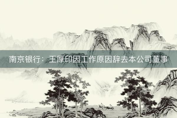 南京银行：王厚印因工作原因辞去本公司董事