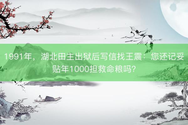 1991年，湖北田主出狱后写信找王震：您还记妥贴年1000担救命粮吗？
