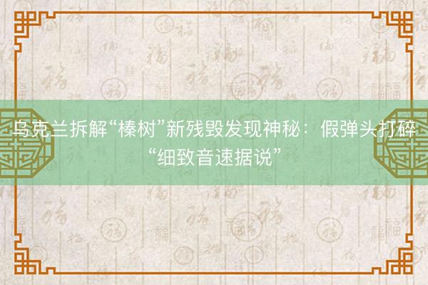 乌克兰拆解“榛树”新残毁发现神秘：假弹头打碎“细致音速据说”