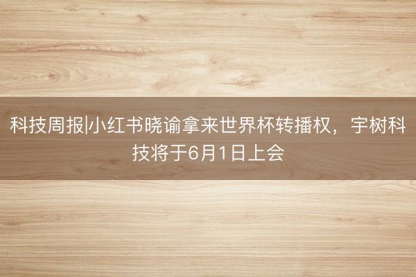 科技周报|小红书晓谕拿来世界杯转播权，宇树科技将于6月1日上会