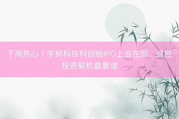 下周热心丨宇树科技科创板IPO上会在即，这些投资契机最靠谱