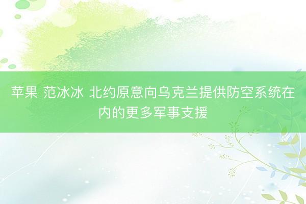 苹果 范冰冰 北约原意向乌克兰提供防空系统在内的更多军事支援