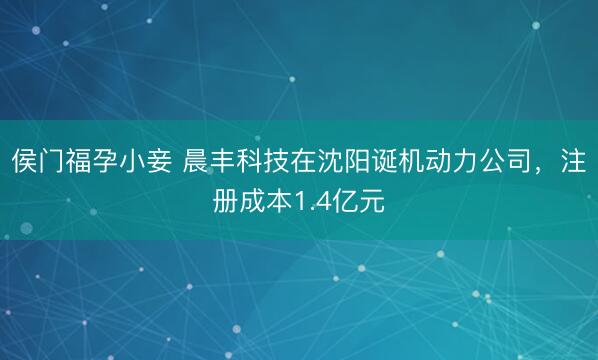 侯门福孕小妾 晨丰科技在沈阳诞机动力公司，注册成本1.4亿元
