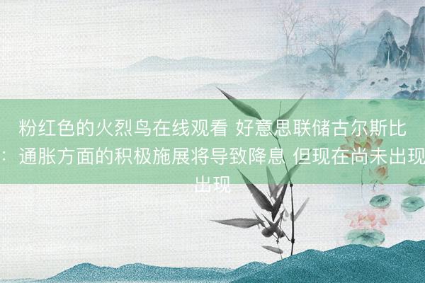 粉红色的火烈鸟在线观看 好意思联储古尔斯比：通胀方面的积极施展将导致降息 但现在尚未出现
