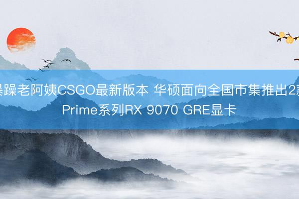 暴躁老阿姨CSGO最新版本 华硕面向全国市集推出2款Prime系列RX 9070 GRE显卡
