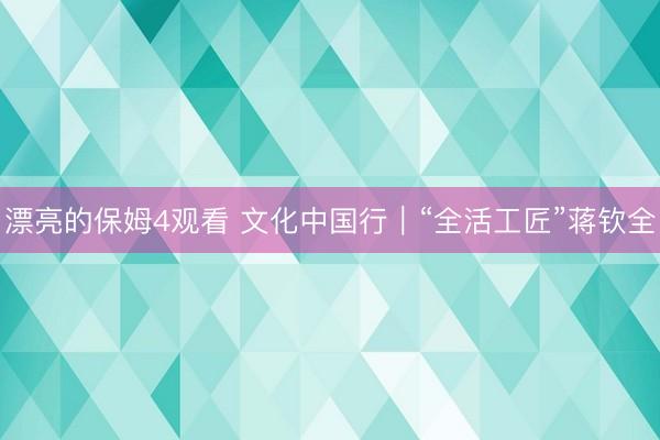 漂亮的保姆4观看 文化中国行|“全活工匠”蒋钦全