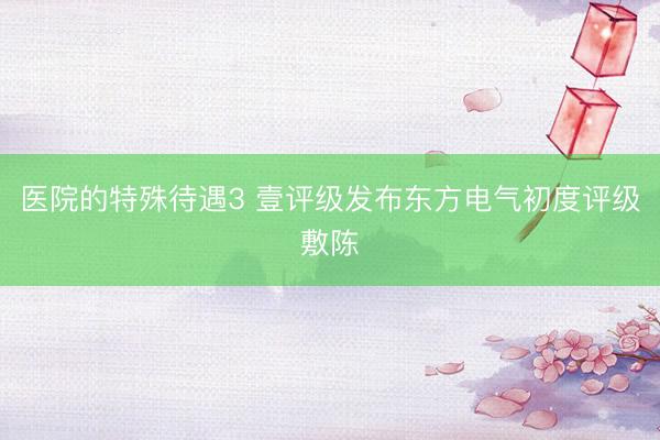医院的特殊待遇3 壹评级发布东方电气初度评级敷陈
