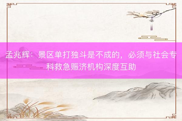 孟兆辉：景区单打独斗是不成的，必须与社会专科救急赈济机构深度互助